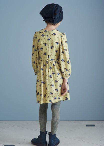 女童黄色碎花连衣裙