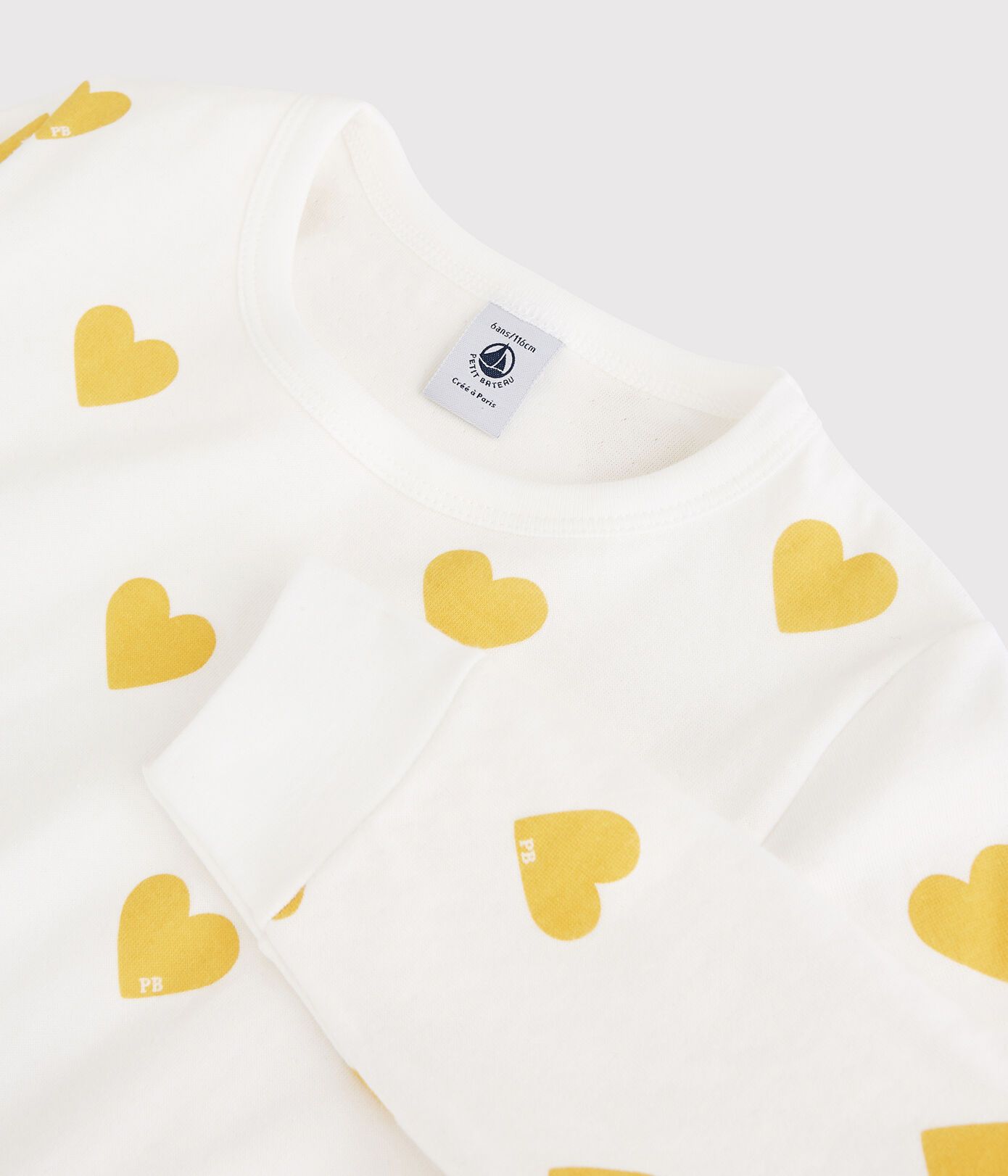 女童白色心形棉睡衣套装