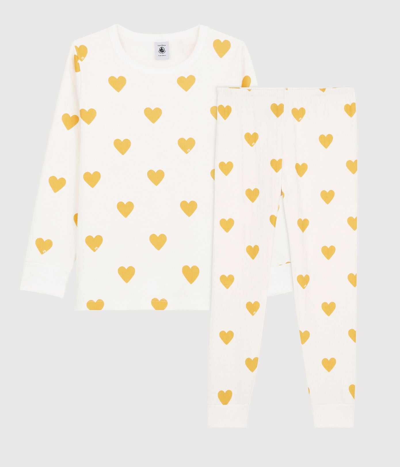 女童白色心形棉睡衣套装