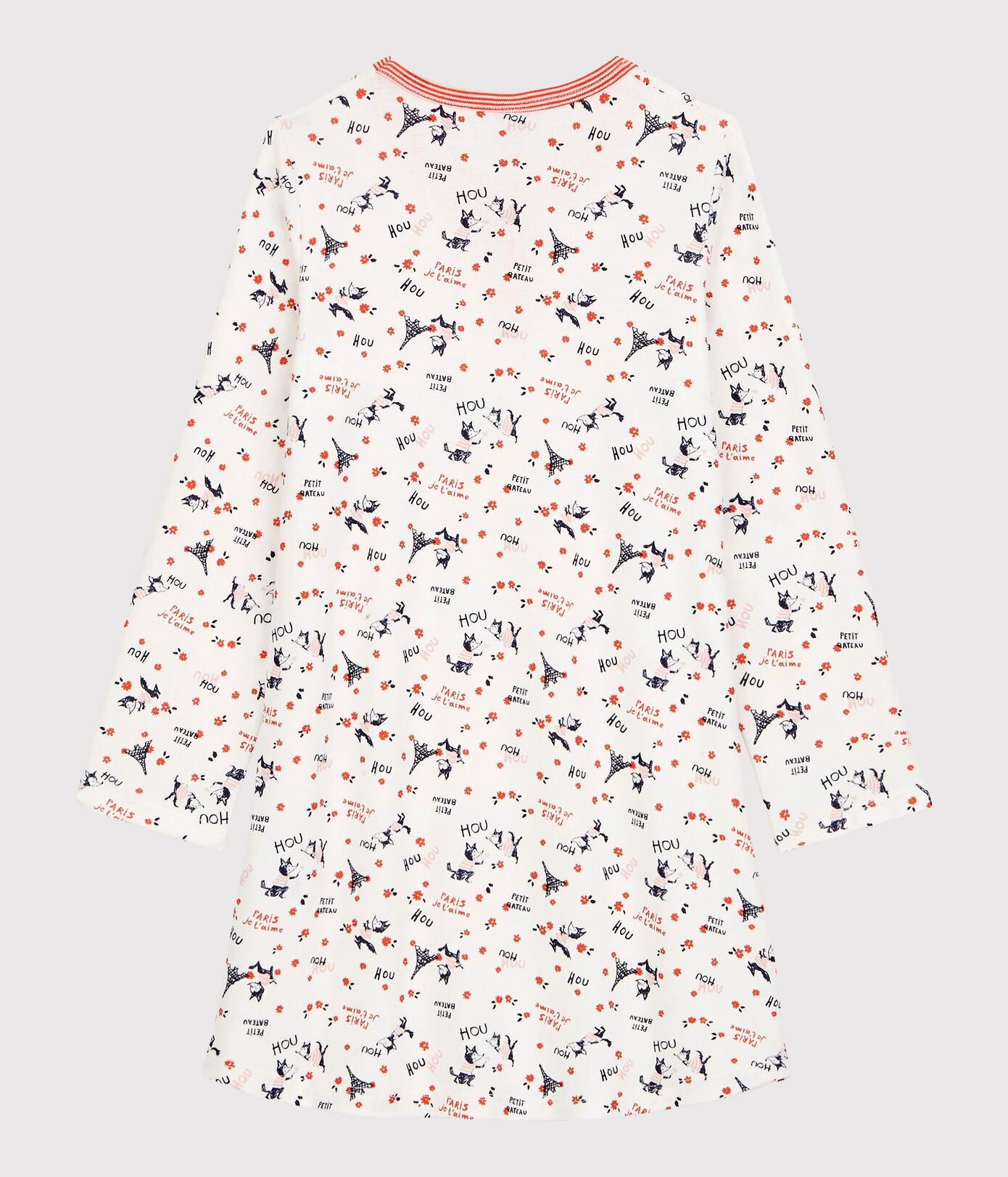 女童白色印花棉睡裙