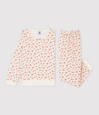 女童白色碎花棉睡衣套装