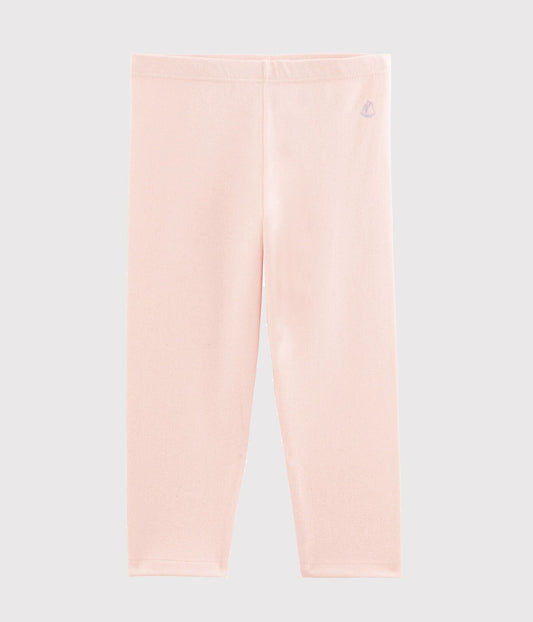 女童粉色棉打底裤