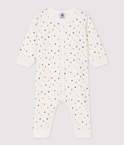 女婴白色Logo棉连体衣