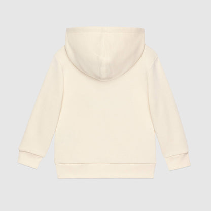 Girls White Logo Hooded Cotton Sweatshirt