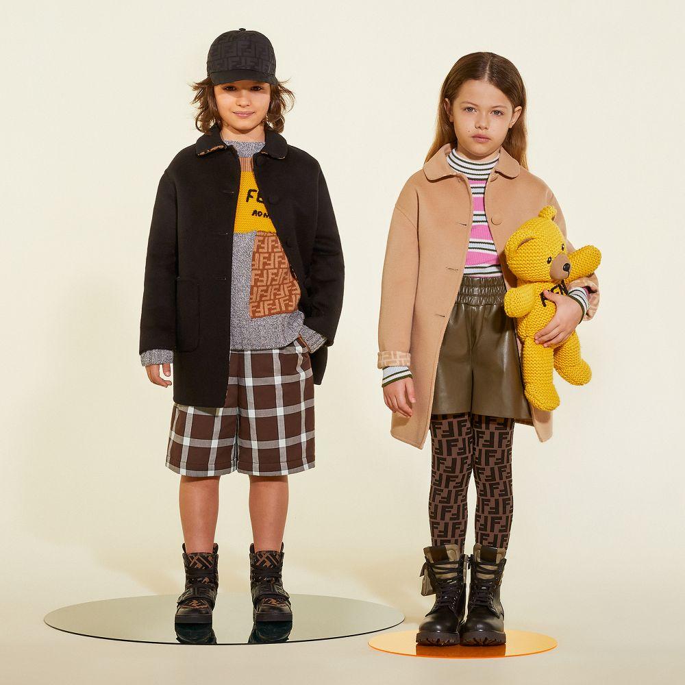 女童棕色FF Logo连裤袜