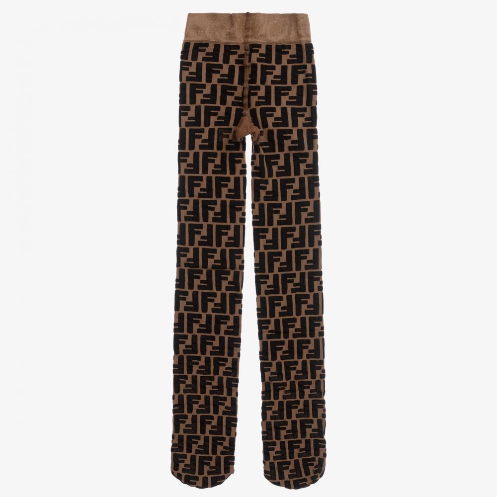 女童棕色FF Logo连裤袜