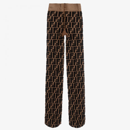 女童棕色FF Logo连裤袜