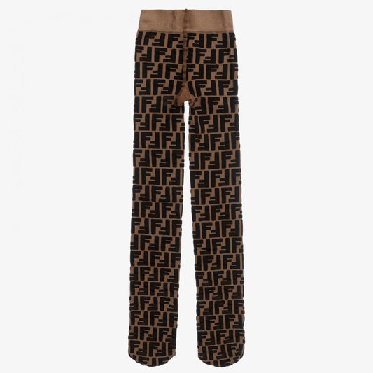 女童棕色FF Logo连裤袜