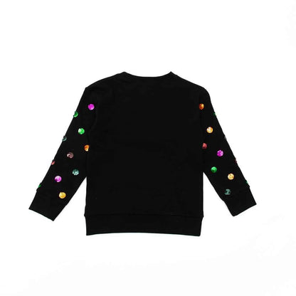 Girls Black Logo Cotton Sweatshirt