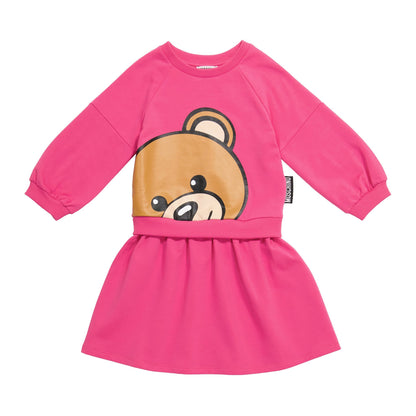 女童紫红色小熊棉连衣裙