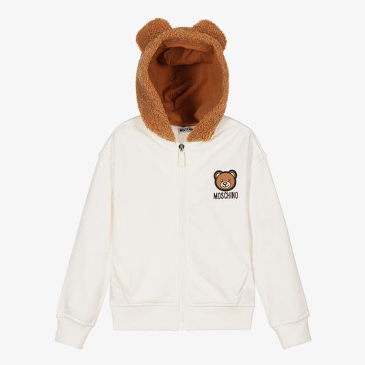 儿童白色连帽拉链上衣