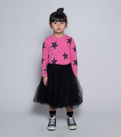 女童粉色星星薄纱连衣裙