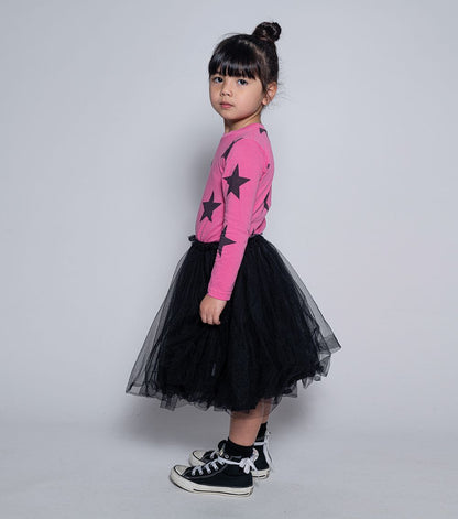 女童粉色星星薄纱连衣裙