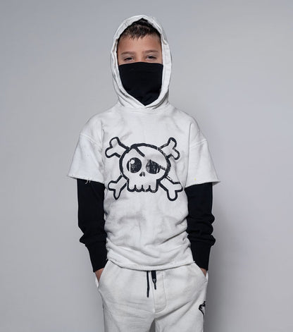 儿童白色连帽卫衣