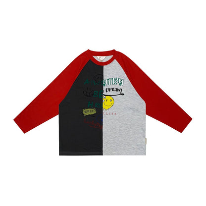 儿童红色印花棉T恤