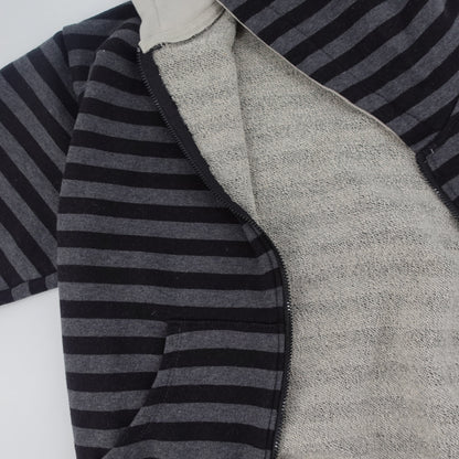 儿童藏青色条纹拉链上衣