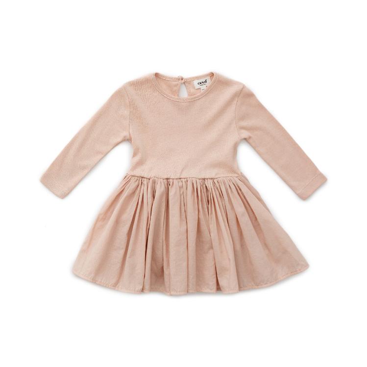 女童粉色棉连衣裙