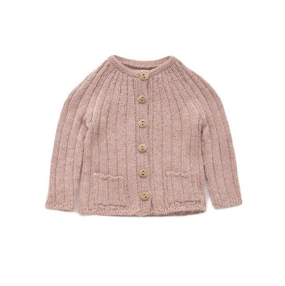 女童粉色羊驼毛开衫