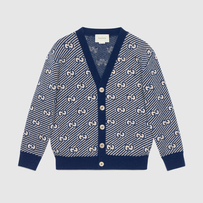 Boys Blue GG Logo Wool Cardigan