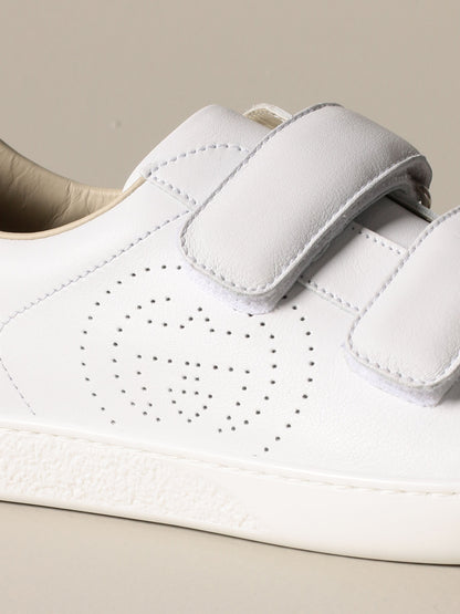 Boys & Girls White Calf Skin Sneakers