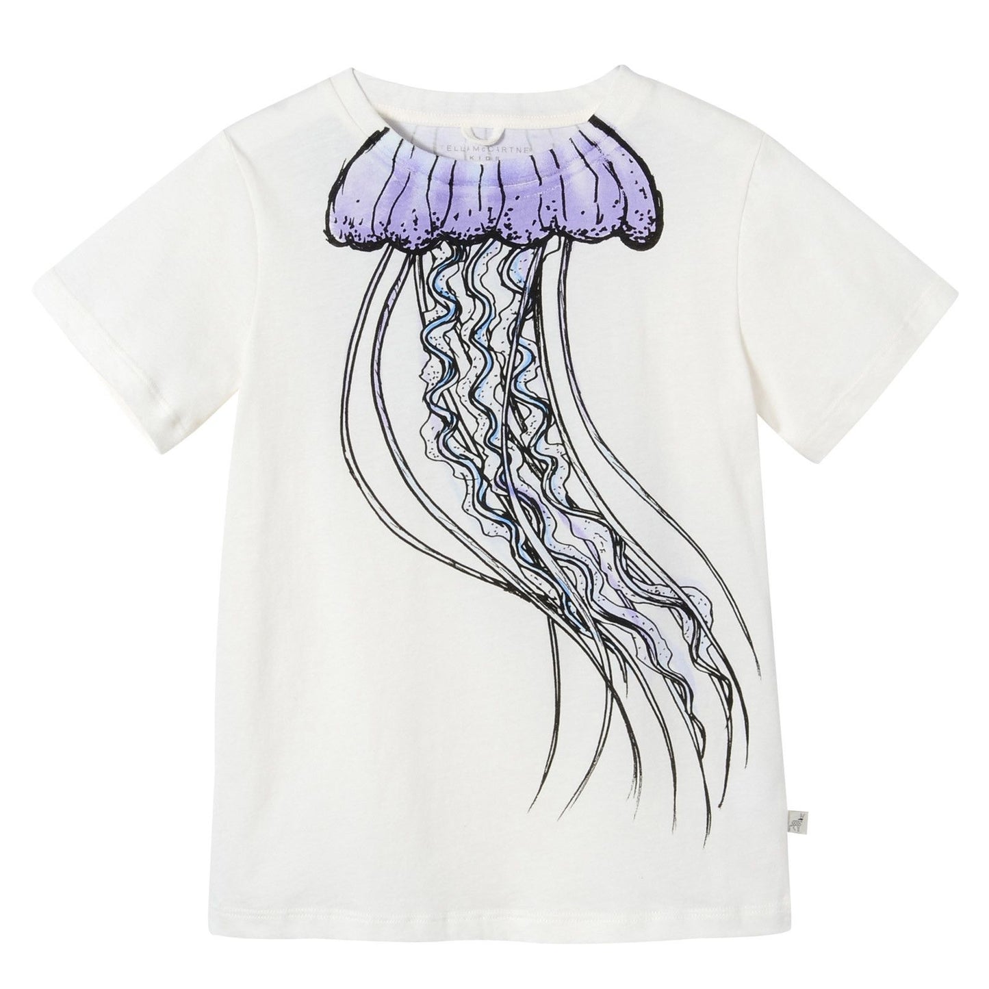 Girls White Jellyfish Printed Cotton T-Shirt
