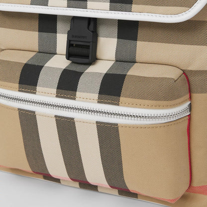 儿童米色格子背包