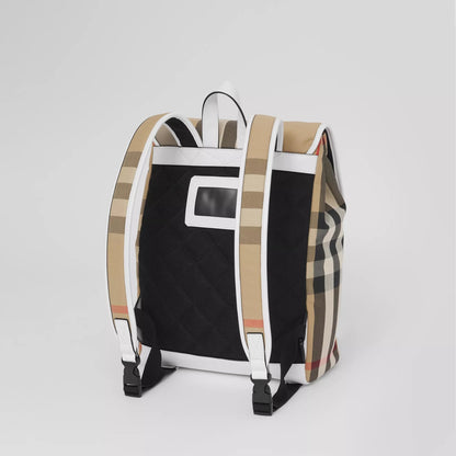 儿童米色格子背包