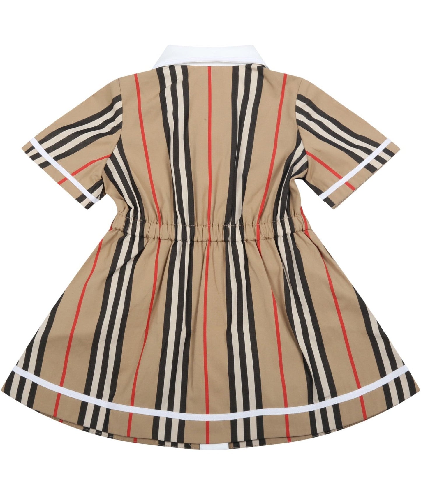 女婴米色条纹棉连衣裙