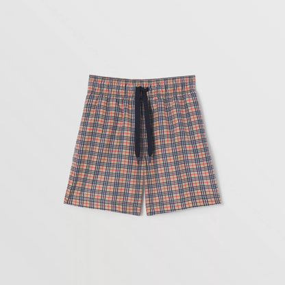 男童米色格子游泳短裤