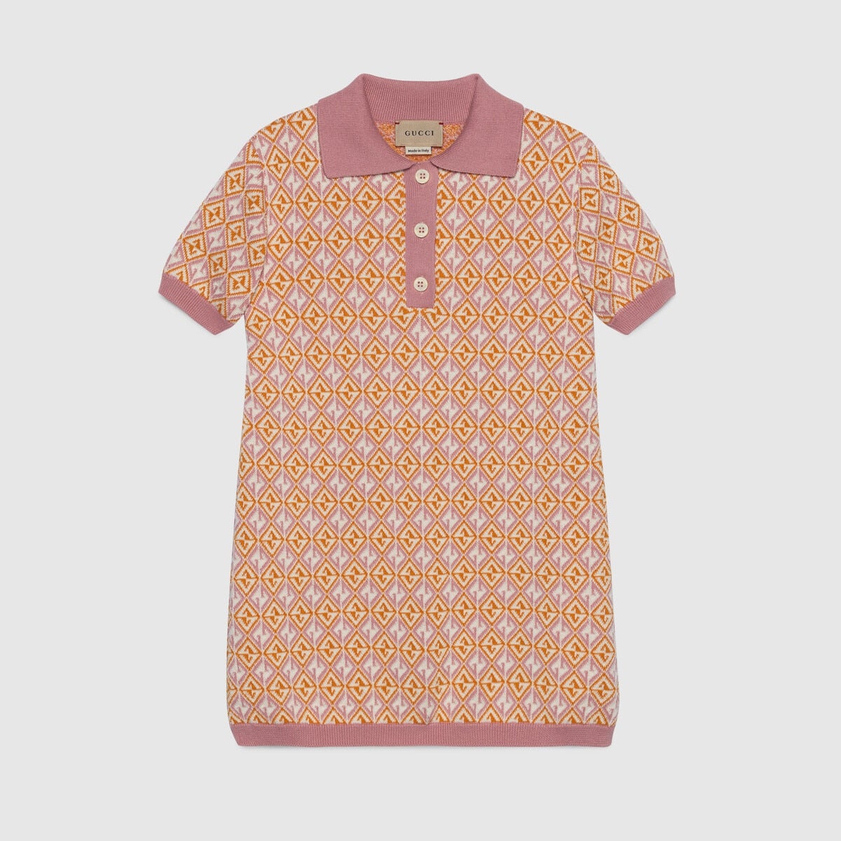 女童粉色针织Polo连衣裙