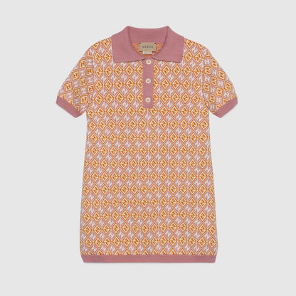 女童粉色针织Polo连衣裙