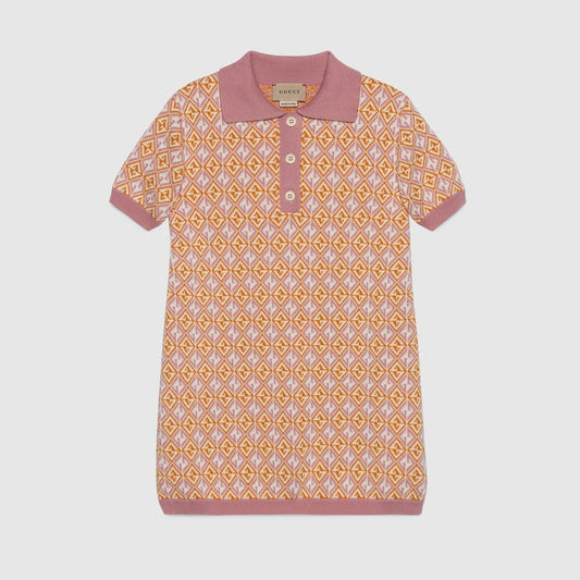 女童粉色针织Polo连衣裙