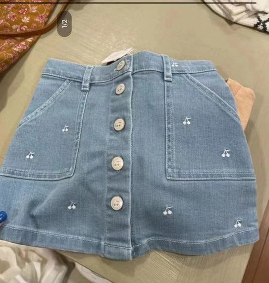 女童蓝色牛仔短裙