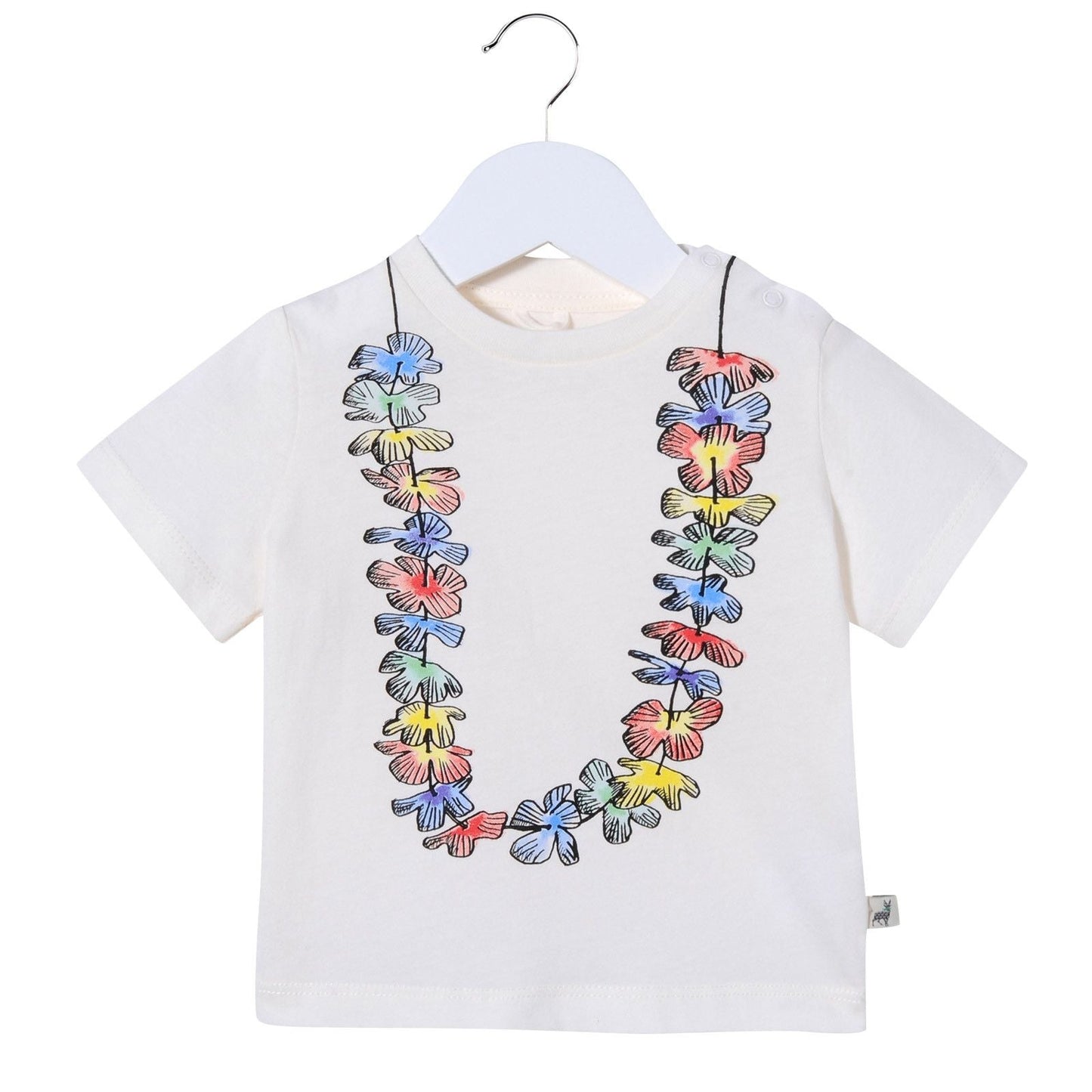 Baby Girls White Cotton Floral Printed T-Shirt