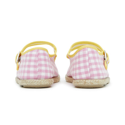 女童粉色格子鞋
