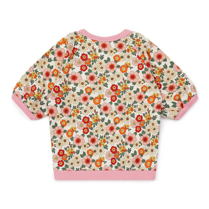 女童粉色碎花短袖卫衣