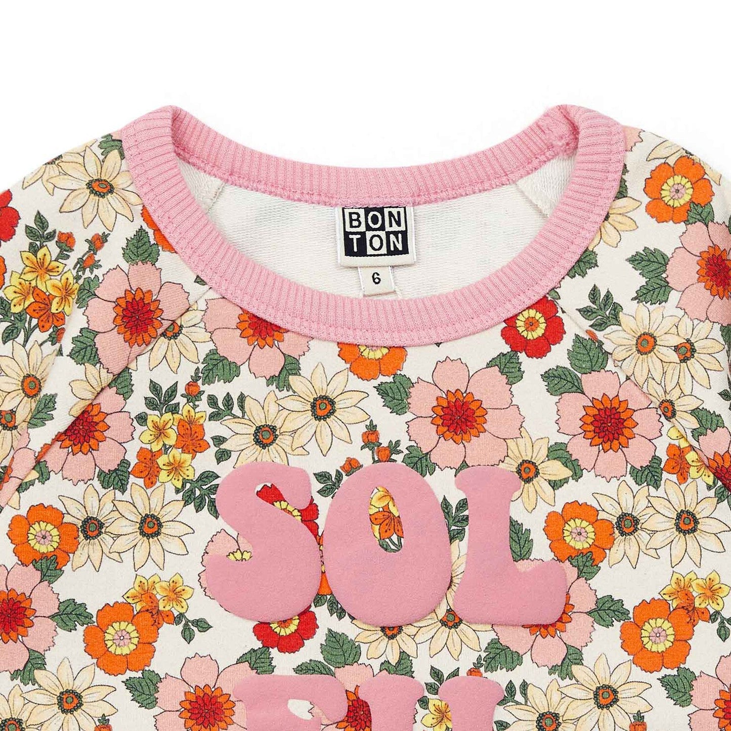 女童粉色碎花短袖卫衣