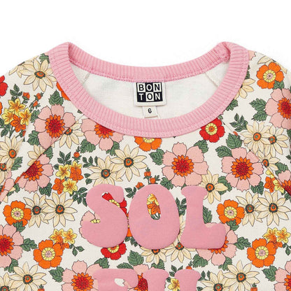 女童粉色碎花短袖卫衣