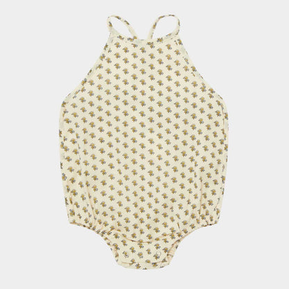 女婴米色棉连体衣套装