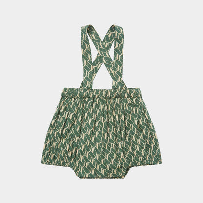 女婴绿色棉连体衣