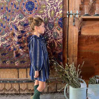 女童蓝色碎花棉上衣