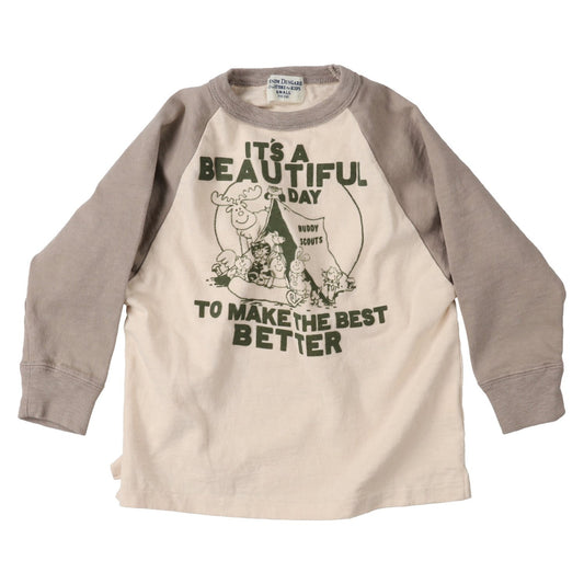 儿童米色印花棉T恤