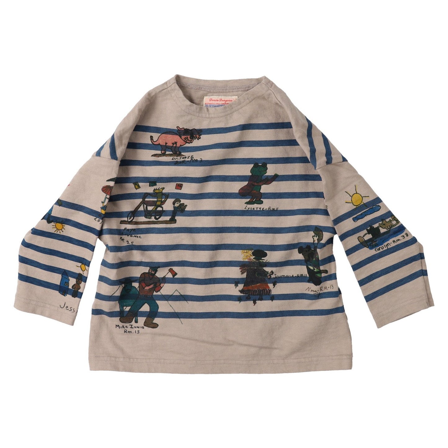女童米色条纹棉T恤