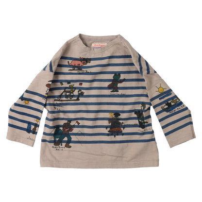 女童米色条纹棉T恤