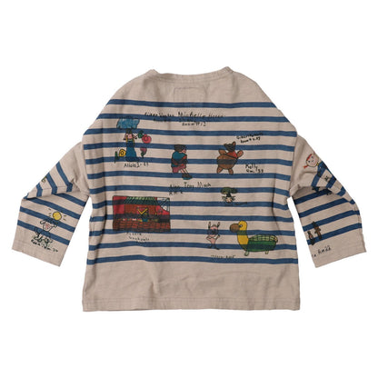 女童米色条纹棉T恤