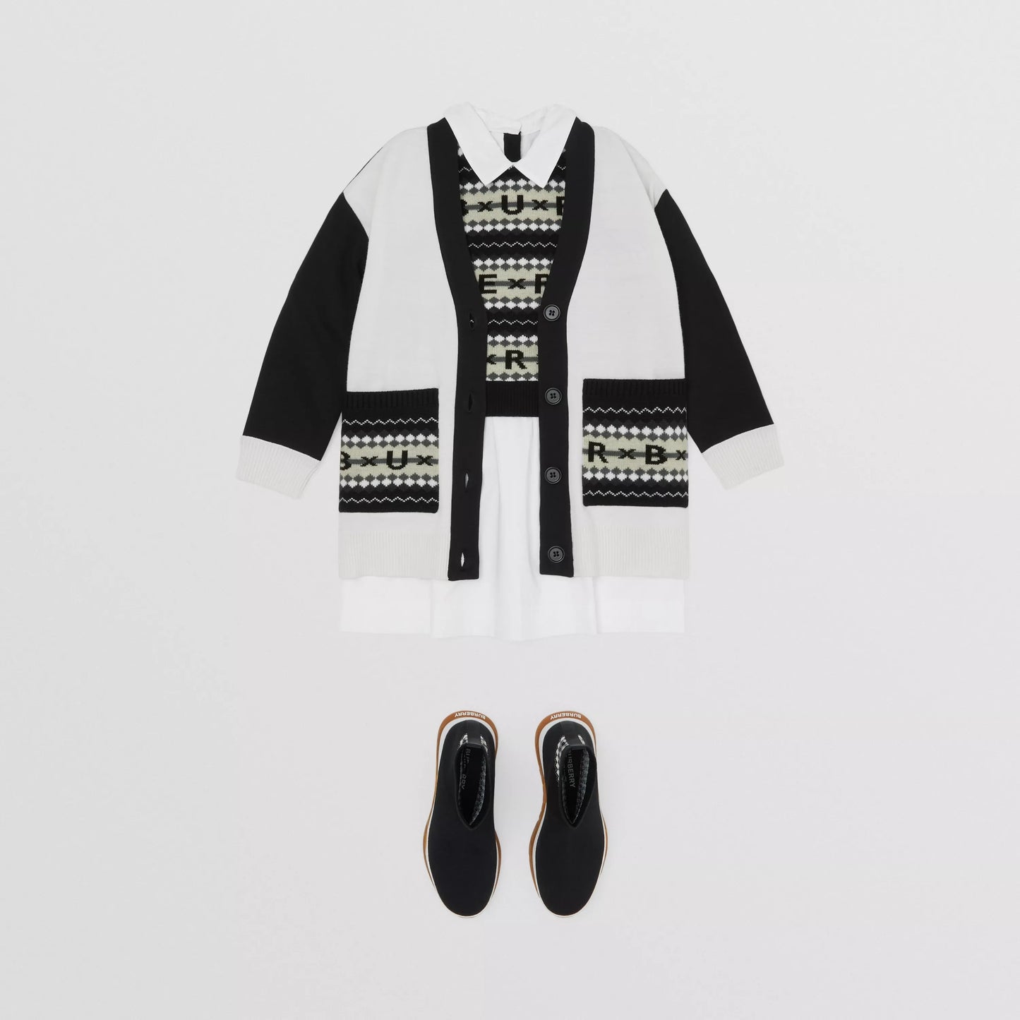 女童白色Logo羊毛开衫