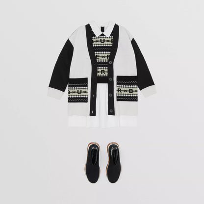 女童白色Logo羊毛开衫