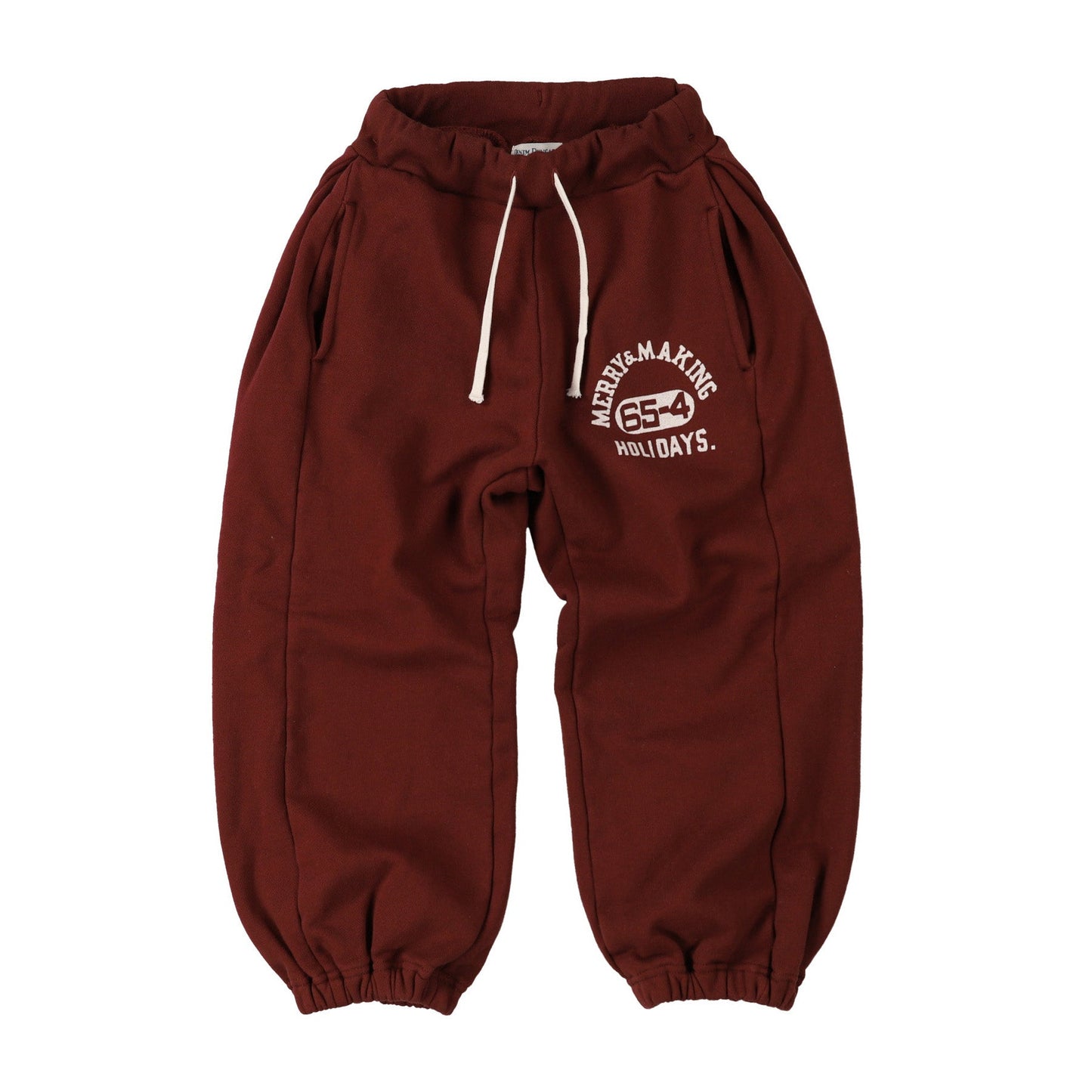 儿童酒红色棉长裤