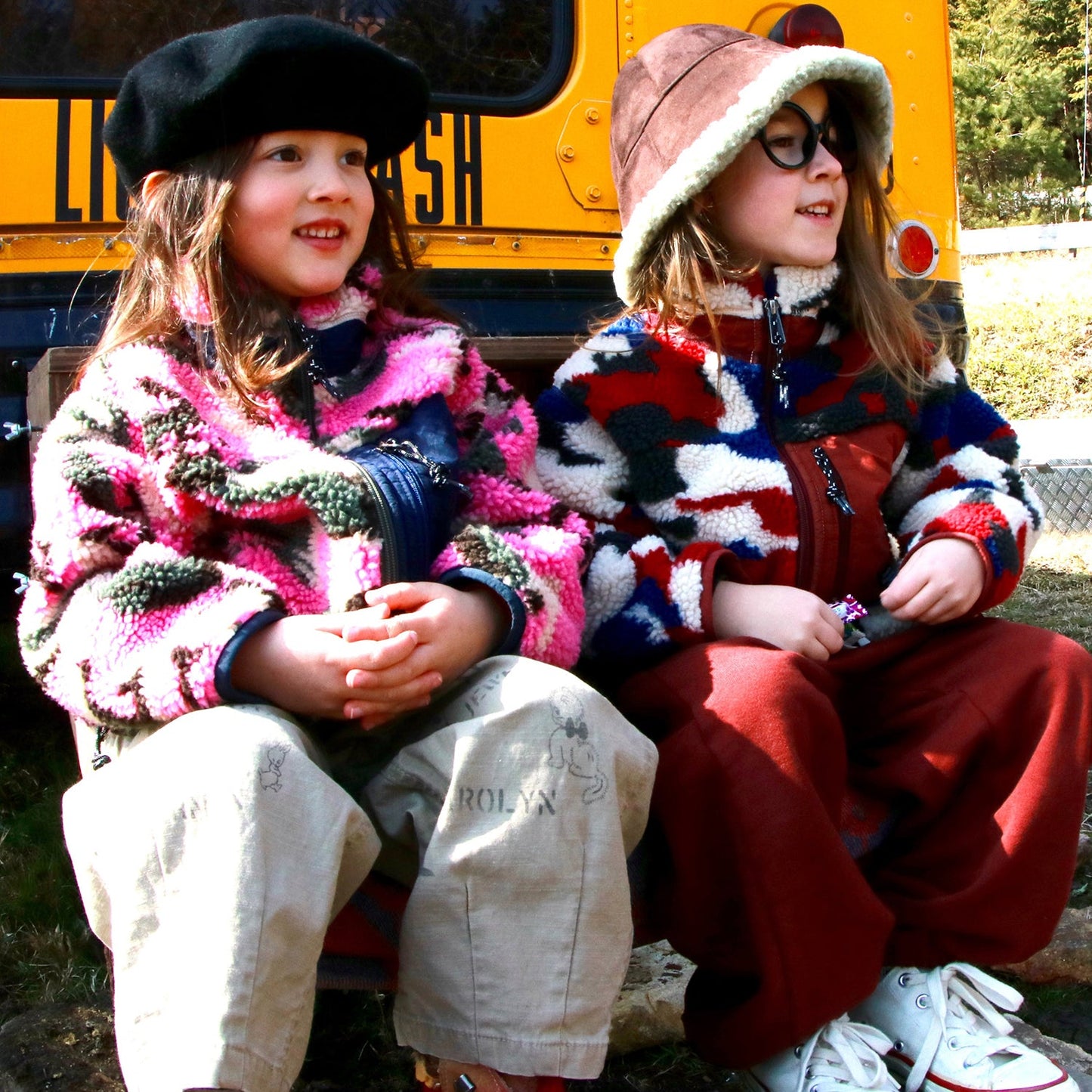 儿童酒红色棉长裤