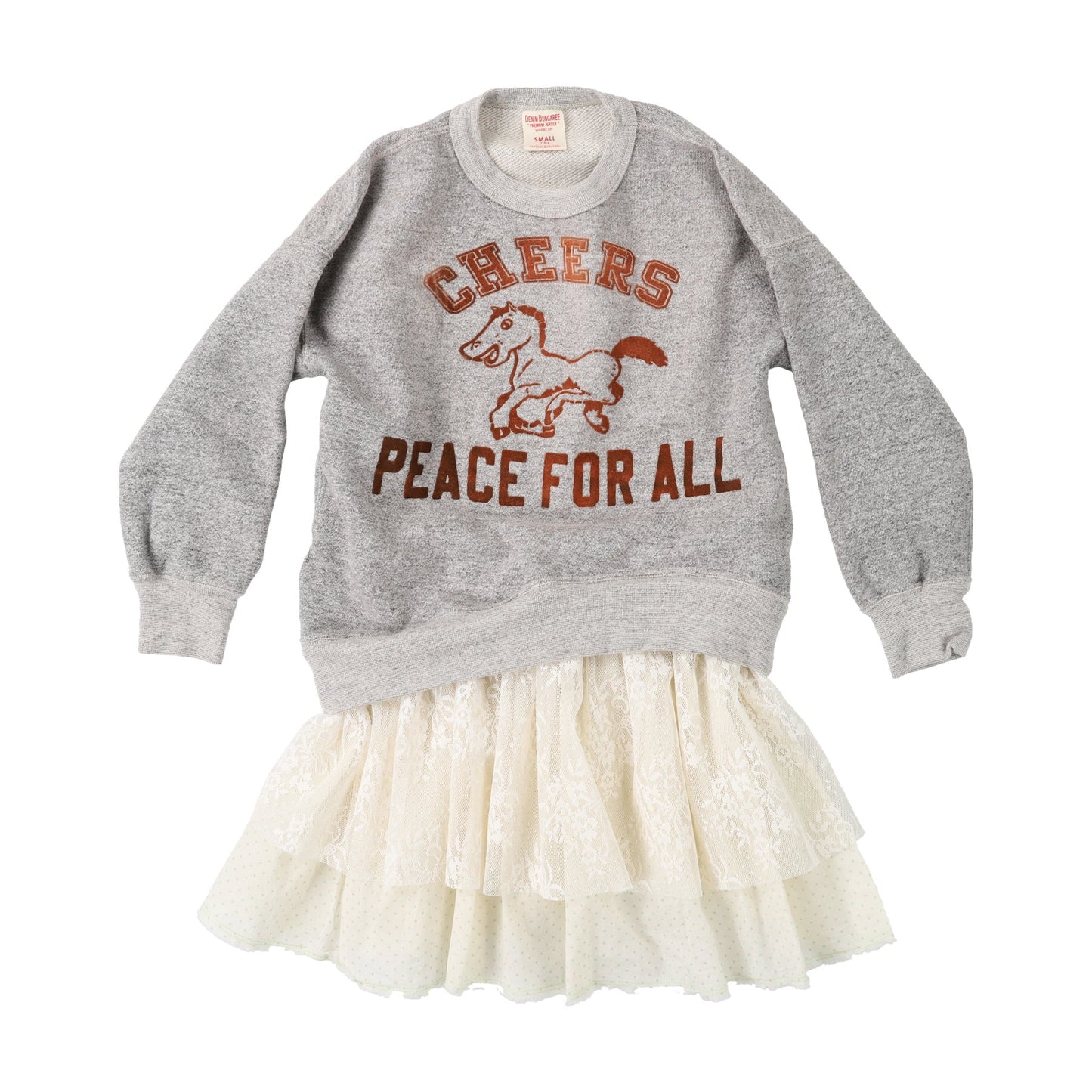 女童灰色印花棉连衣裙